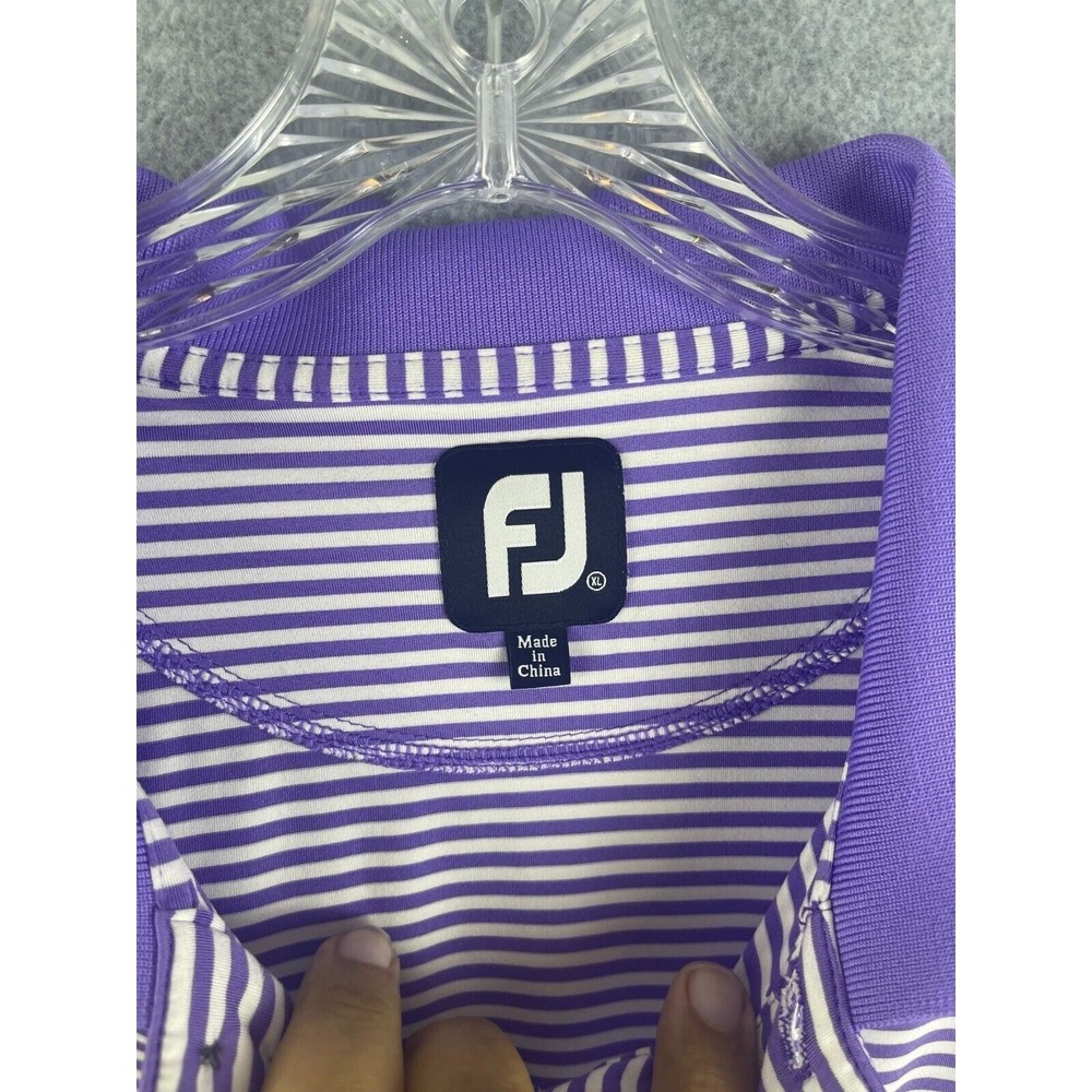 FJ FootJoy Golf Polo Shirt Men's Size XXL Purple Striped Heritage Shores READ - Picture 3 of 8